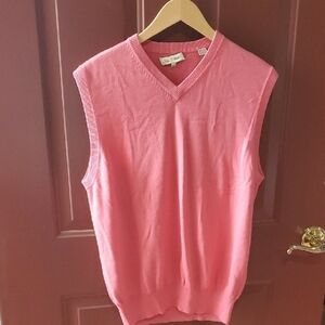 Peter Millar Pink V-Neck Sweater Vest Vintage Silk Cotton And Cashmere
